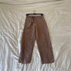 Aritzia Wilfred Tie-Front Linen Pants / Trousers, size 2, nutmeg color